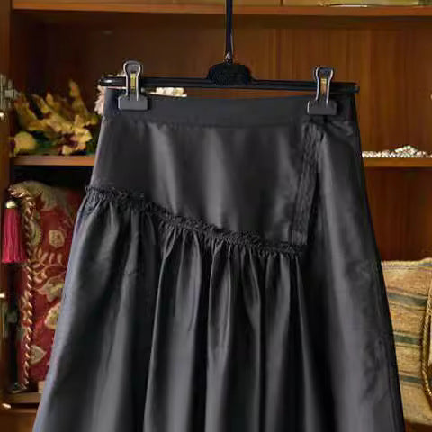 Women Elegant Midi Skirt with Beautiful Waist Tie Mune Fashion