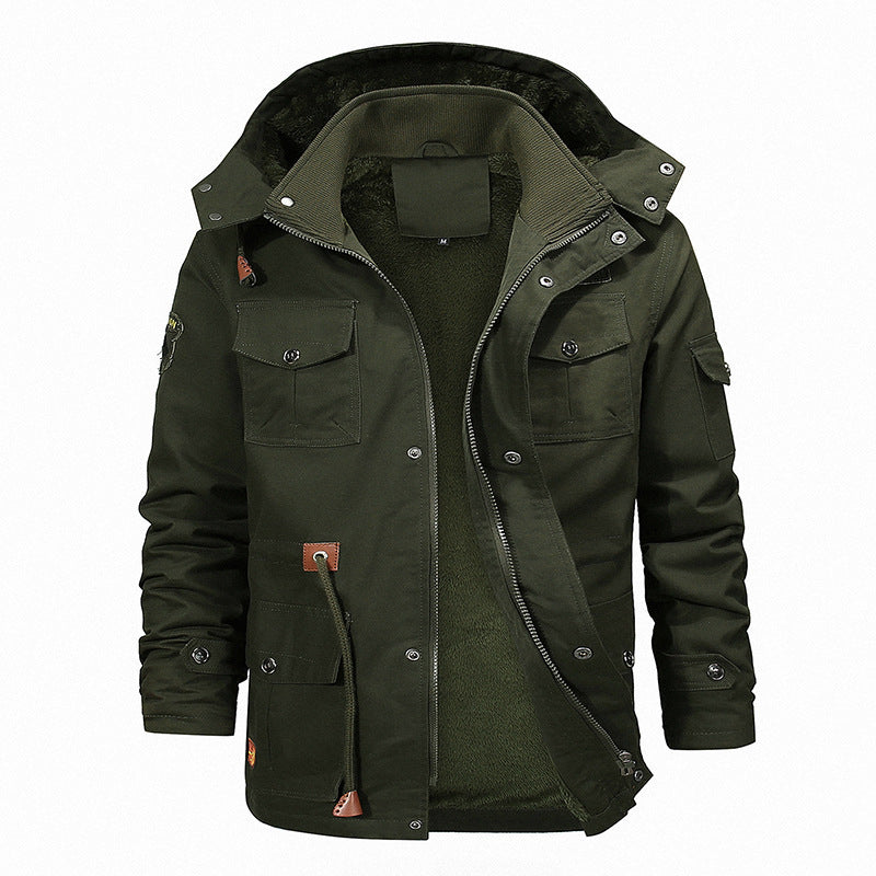 Men's Canvas Field Parka with removable teddy inner jacket, drawstring and multiple pockets Mune Fashion