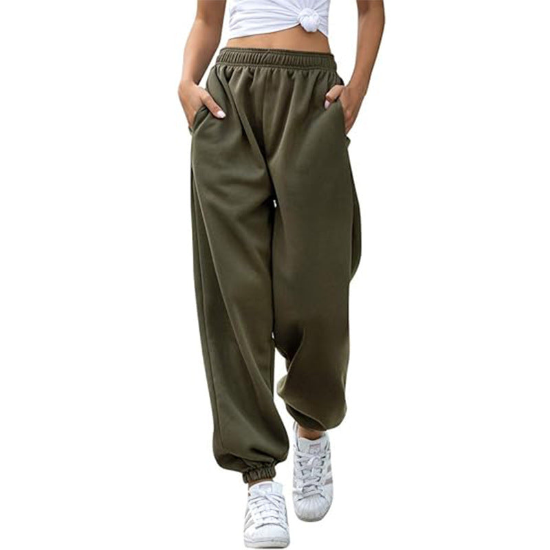 Ladies nan Cozy Sweat Palazzo Pants with high comfort waistband, integrated drawstring and gathered ankle cuffs Mune Fashion