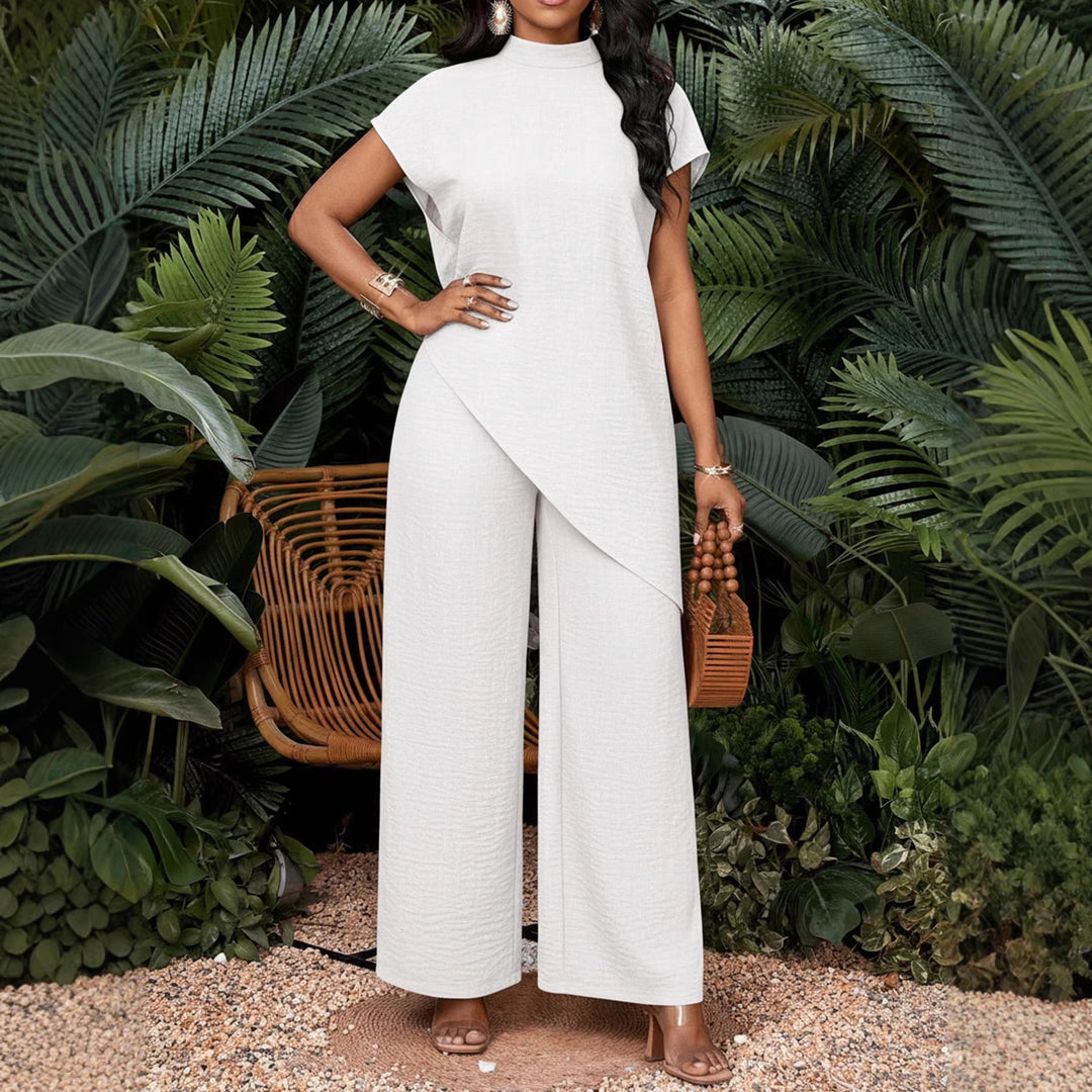 Women's Two-Piece Set with Asymmetrical Tunic and Wide Palazzo Pants Mune Fashion