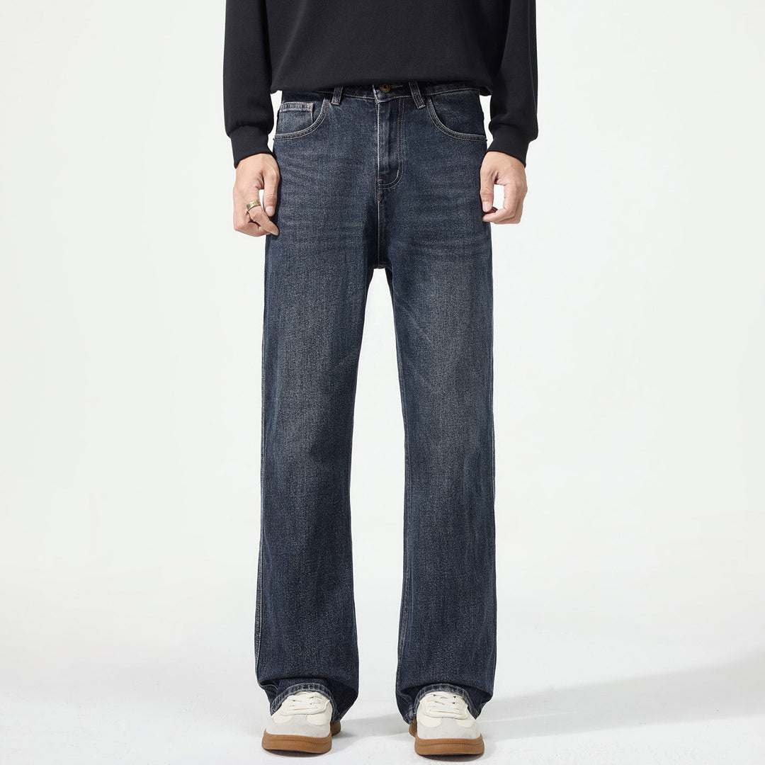 Men's loose-fitting five-pocket jeans with a high waist and vintage wash Mune Fashion
