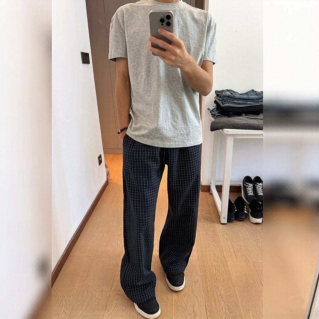 Men's Casual Check Pants Mune Fashion