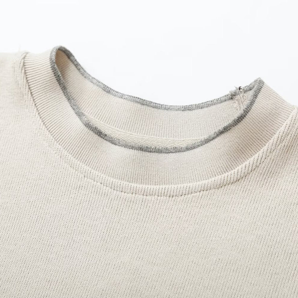 Women's Boxy Ribbed Knit Sweater with Round Neck