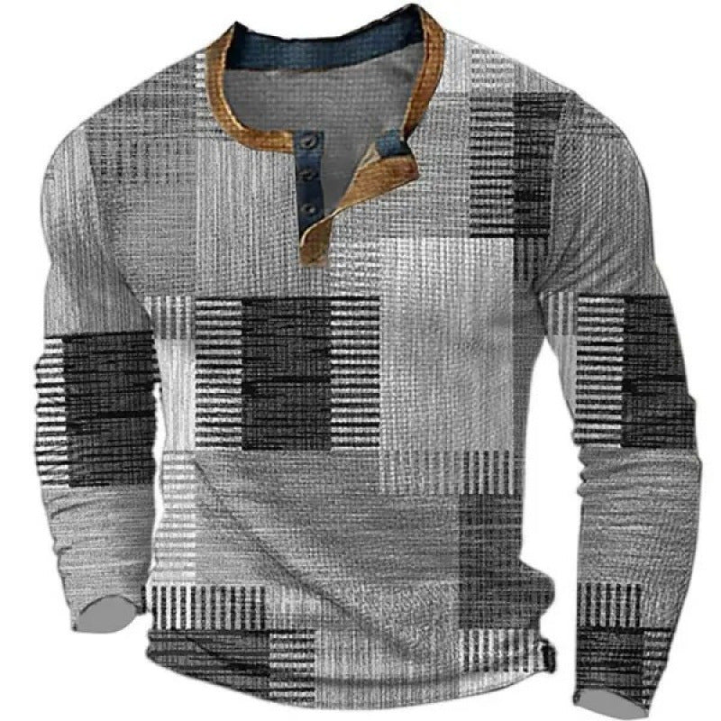 Men's sporty long-sleeve shirt with button placket Mune Fashion