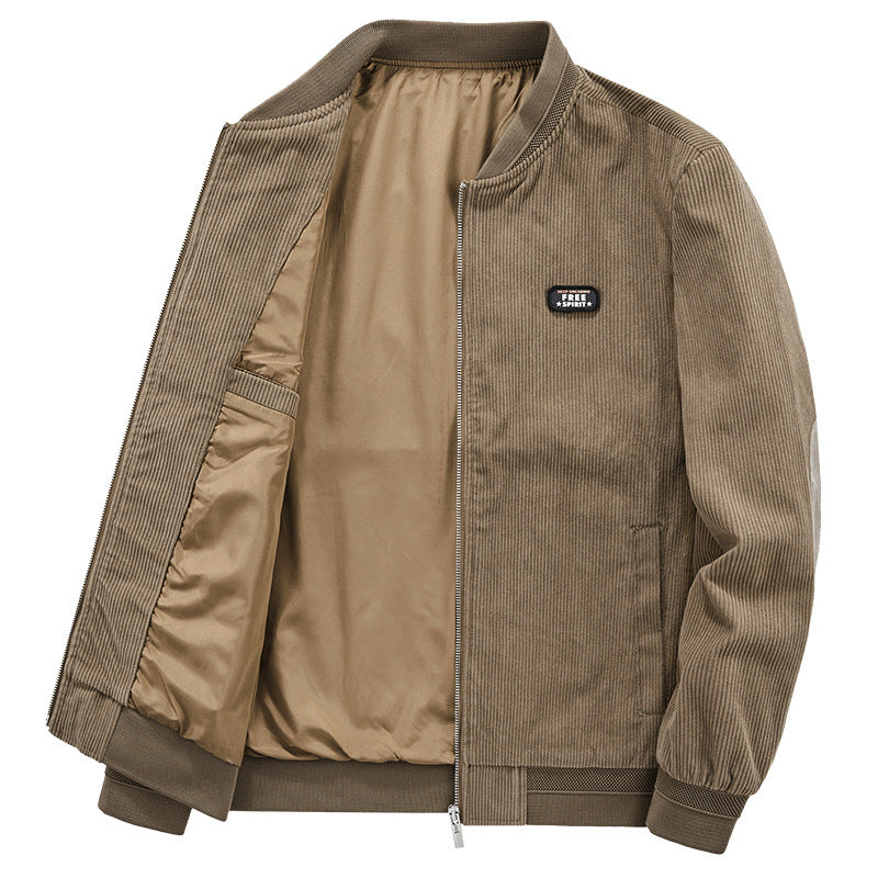 Men's cord flight jacket with satin lining, ribbed cuffs, and concealed inner pockets Mune Fashion