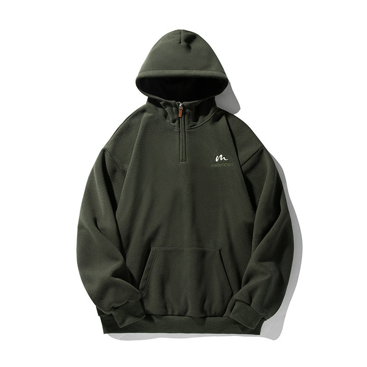 Unisex Fleece-Halfzip-Hoodie with Kangaroo Pocket and Ribbed Hem Mune Fashion
