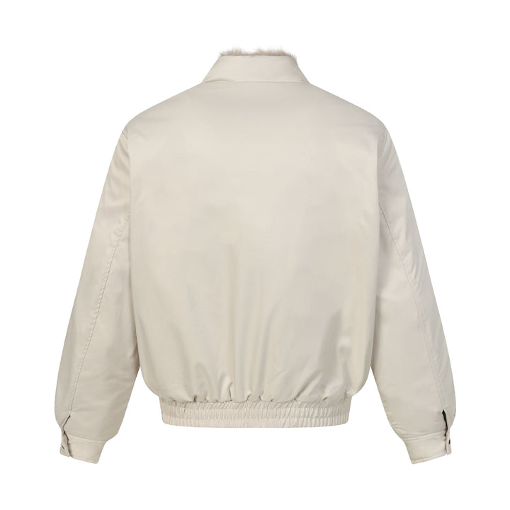 Men's short bomber-style jacket with quilted insulation and faux fur stand-up collar Mune Fashion
