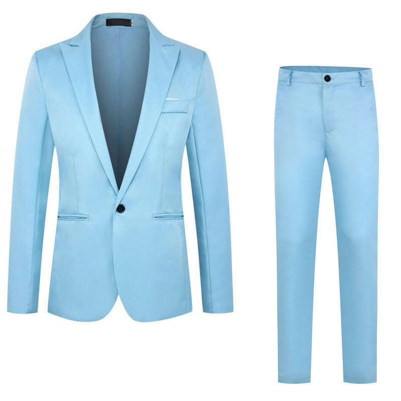 Men's tailored suit set made of fine satin with a slim silhouette and single-button blazer Mune Fashion