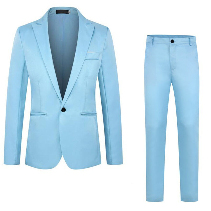 Men's tailored suit set made of fine satin with a slim silhouette and single-button blazer Mune Fashion
