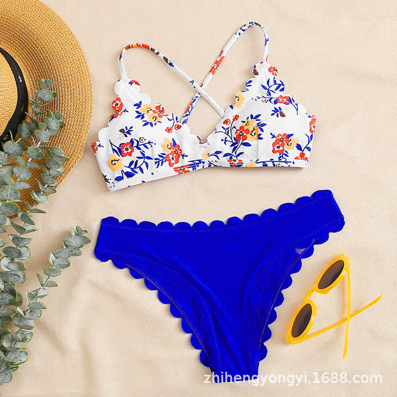 Women's bikini set with floral top and high-waisted bottom Mune Fashion