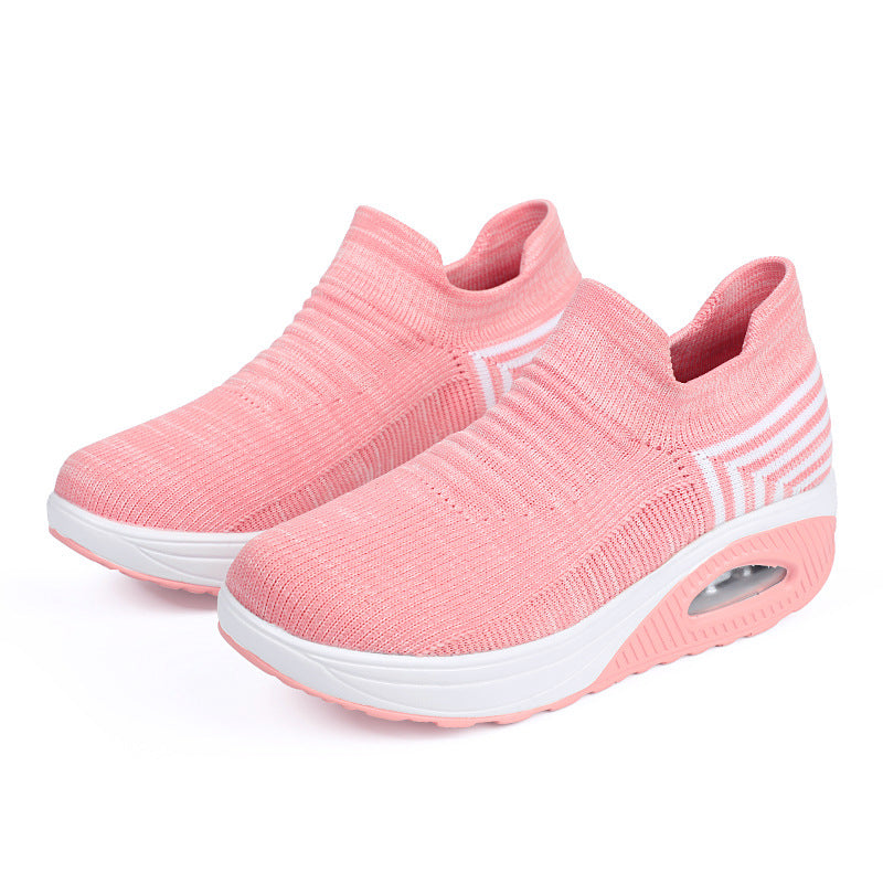Women's knitted slip-on walking sneakers with anatomical pronation support, air-cushioned midsole, and sock-like shaft Mune Fashion