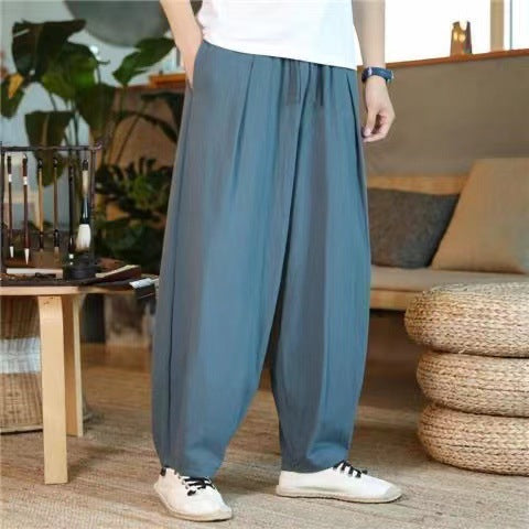 Men's oversized Relax-Fit cotton jogpants with a deep rise, drawstring, and side pockets Mune Fashion