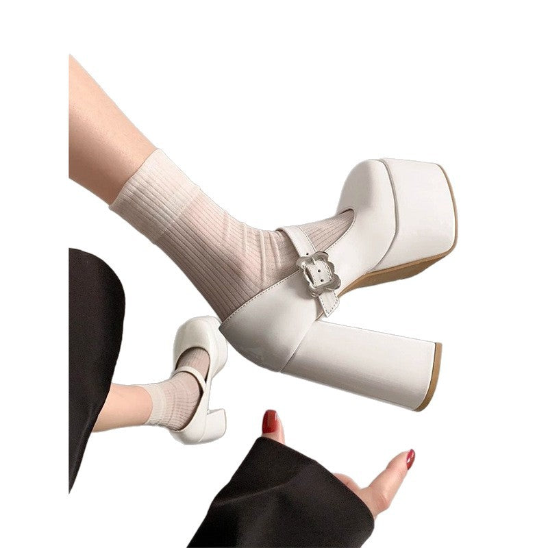 Women's Platform Mary Jane Pumps with High Platform and Sculpted Block Heel Mune Fashion