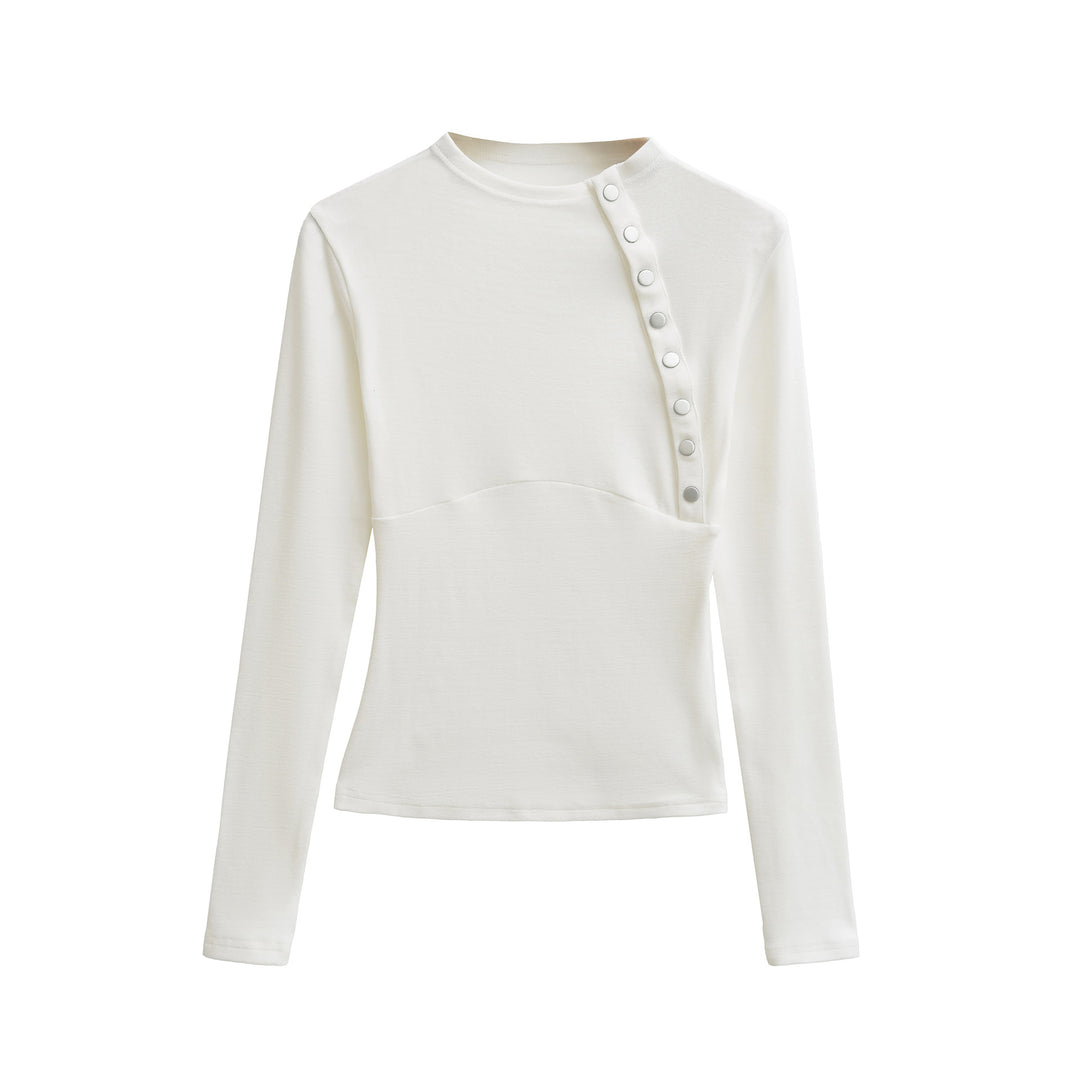 Women Fitted Long Sleeve with Asymmetrical Snap Placket Mune Fashion