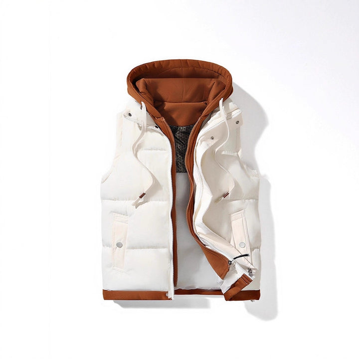 Women's Padded Hooded Vest with Utility Pockets and Windproof Exterior Mune Fashion