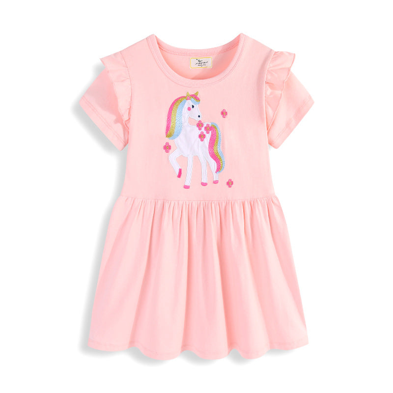 Girl Tulle Dress with Cute Unicorn Design Mune Fashion