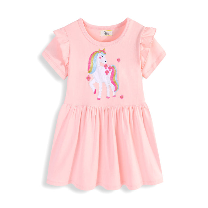 Girl Tulle Dress with Cute Unicorn Design Mune Fashion