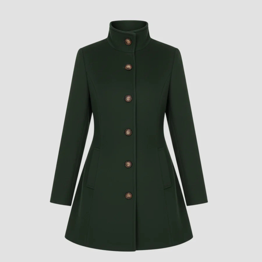 Ladies Elegant Wool Jacket with High Collar