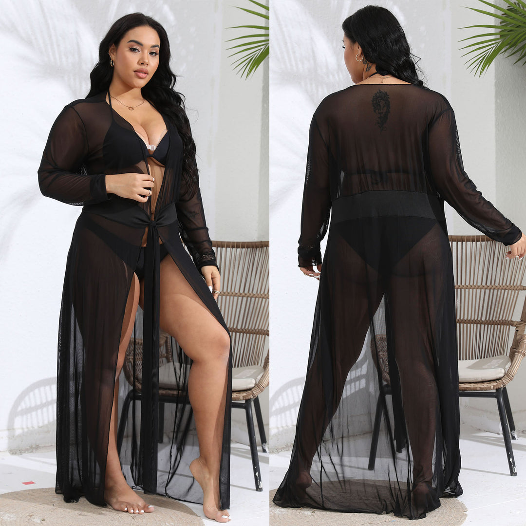 Women's transparent beach cover-up with playful waist belt Mune Fashion