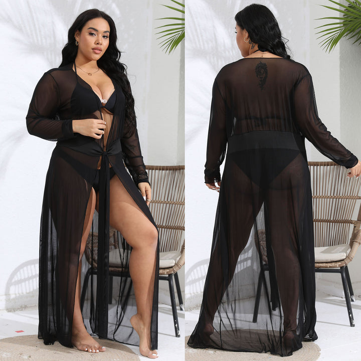 Women's transparent beach cover-up with playful waist belt Mune Fashion