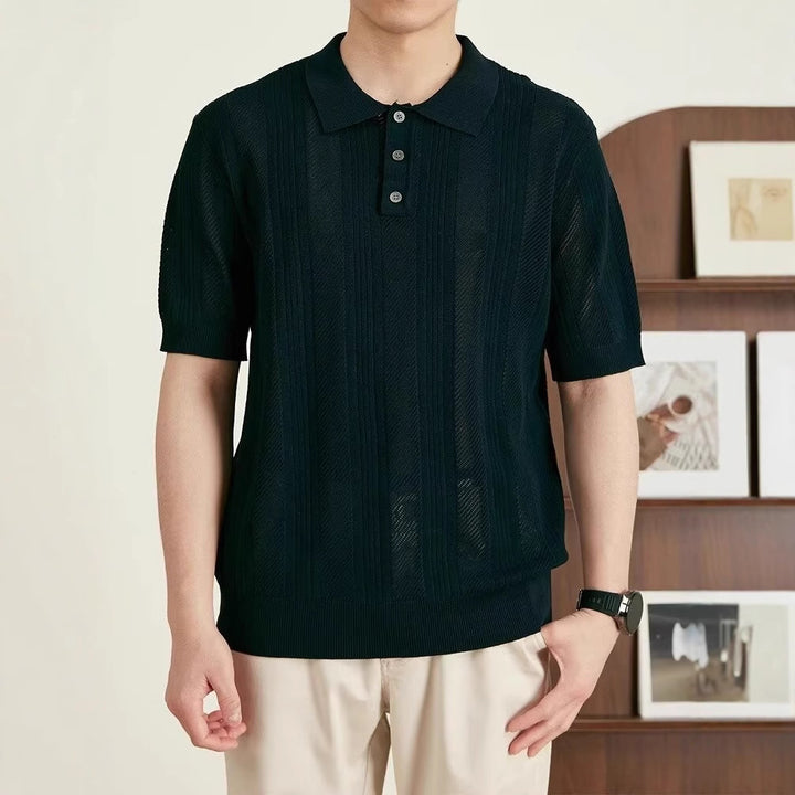Men's Stylish Short Sleeve Knit Polo Shirt Mune Fashion