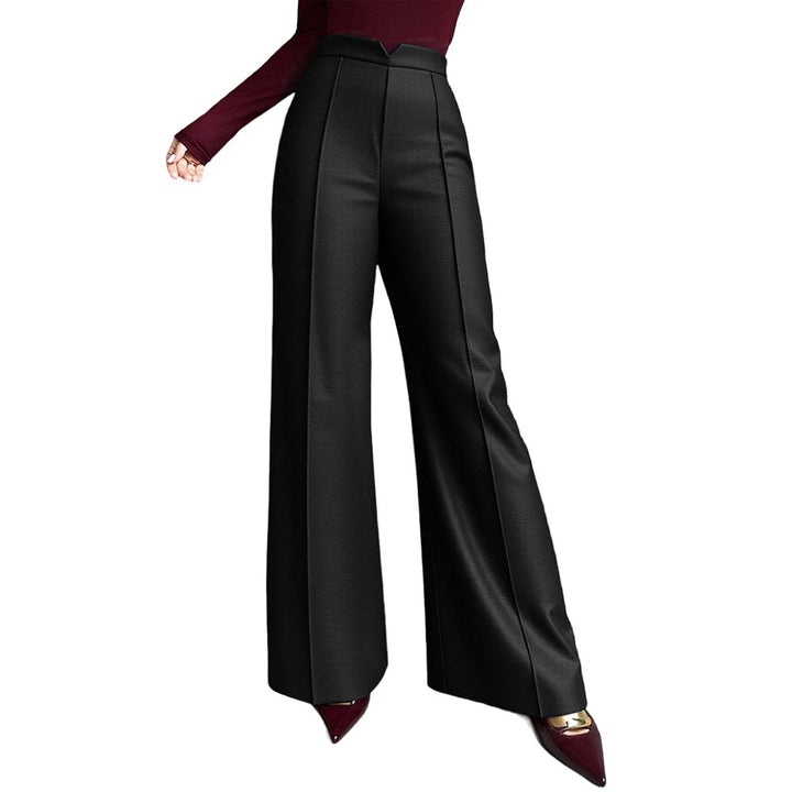 Ladies elegant wide Palazzo trousers with pressed crease and high-cut waist Mune Fashion