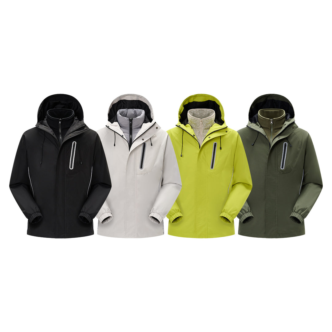 Men's windproof breathable rain and softshell jacket with adjustable hood and reflective inserts Drune
