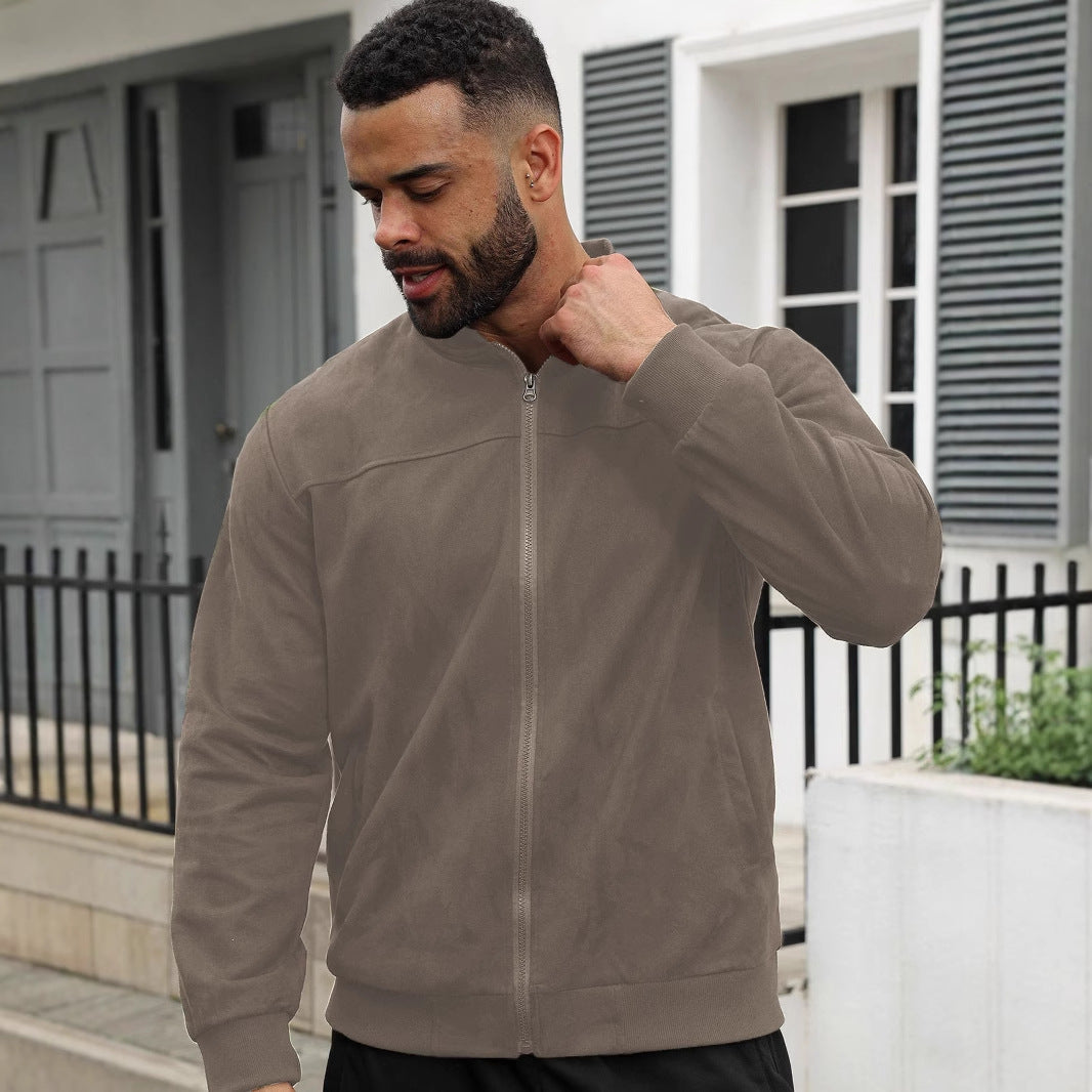 Men's suede bomber jacket with elastic ribbed cuffs Mune Fashion