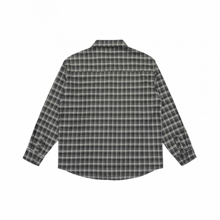 Men's Loose-Fitting Checked Flannel Shirt with Patch Chest Pocket and Rounded Hem Mune Fashion