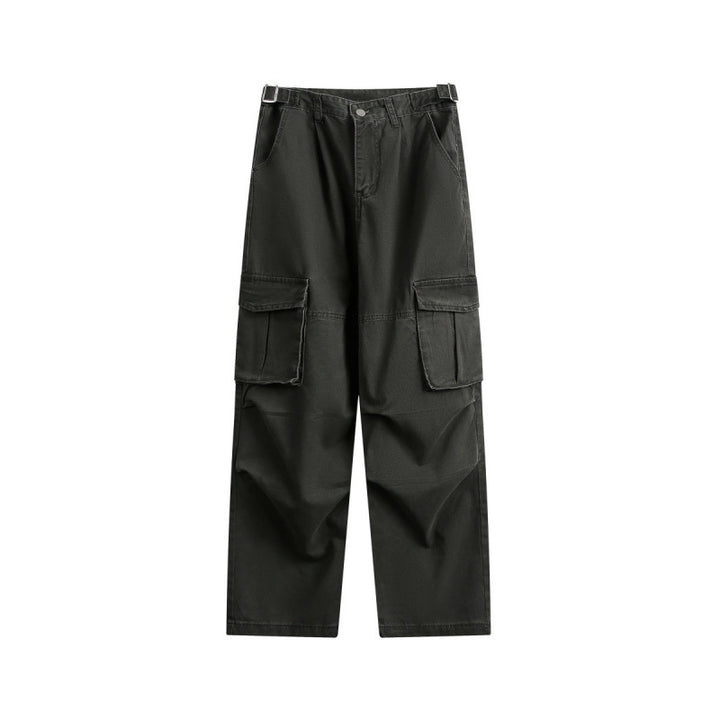 Men's Utility Cargo Pants with Wide Leg, Flap Pockets and Adjustable Waist Mune Fashion
