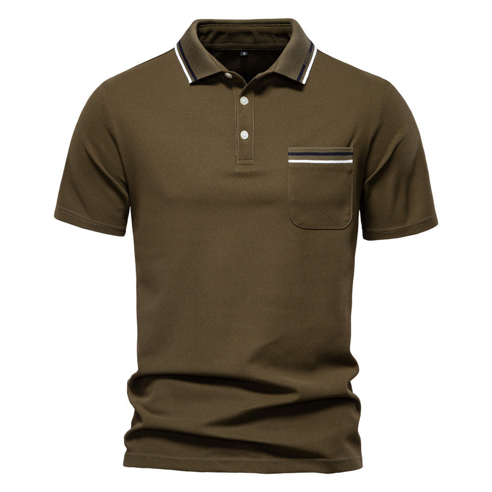 Men's modern polo shirt with patch chest pocket and contrasting trim on the polo collar Mune Fashion