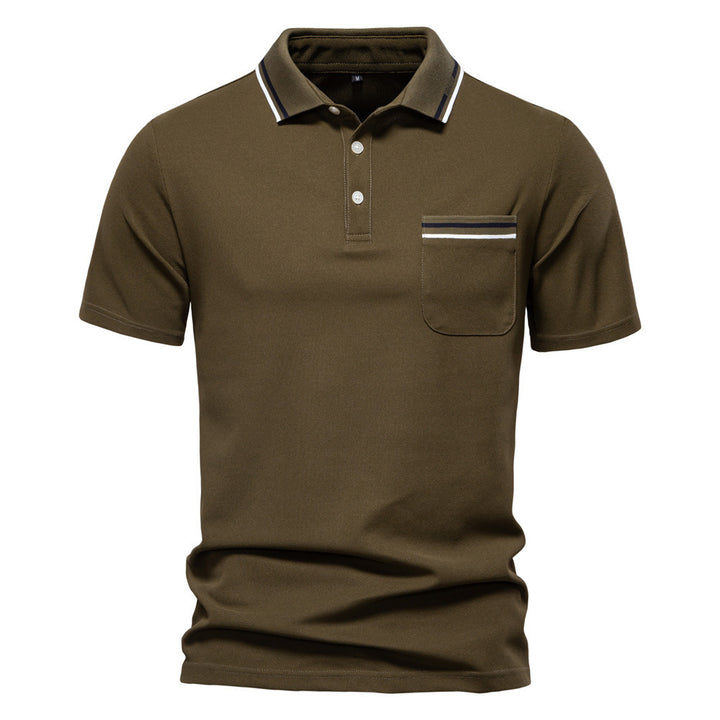 Men's modern polo shirt with patch chest pocket and contrasting trim on the polo collar Mune Fashion