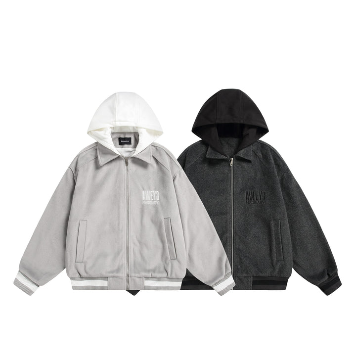 Unisex Oversize Fleece-Bomber Jacket with Contrast Hood Mune Fashion