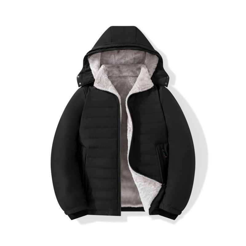Men's padded hooded jacket with teddy lining, windproof outer shell & zip pockets Mune Fashion