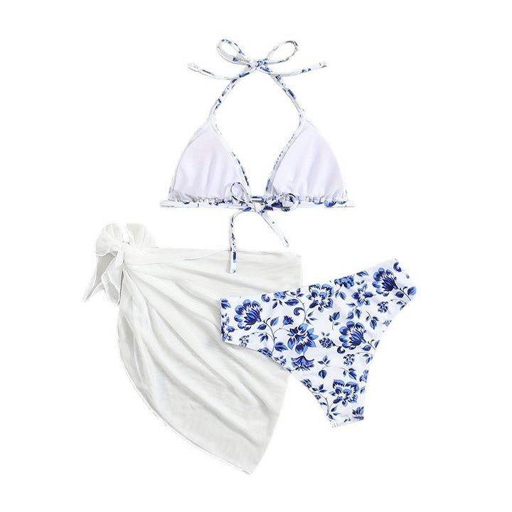 Ladies Triangle Bikini Set with Transparent Sarong Mune Fashion