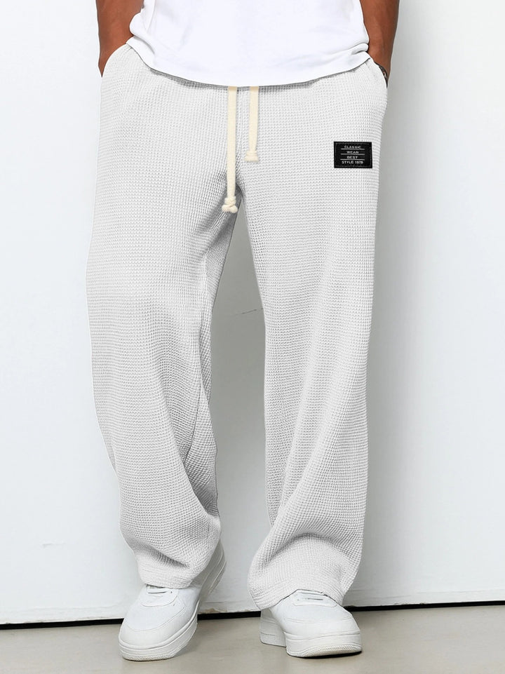 Men's Casual Waffle Texture Lounge Pants with Drawstring, Elastic Waistband and Loose Fit Mune Fashion