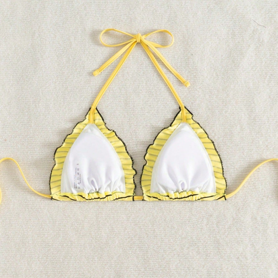Women Triangle Bikini with playful stripe pattern Mune Fashion