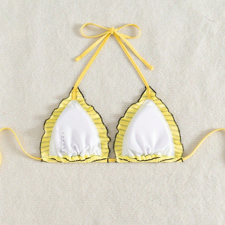 Women Triangle Bikini with playful stripe pattern Mune Fashion