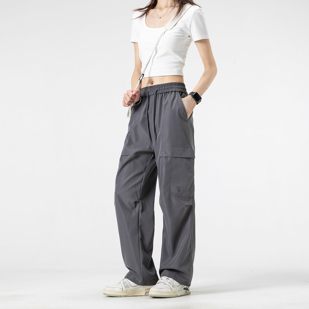 Unisex Wide Cargo Pants in Utility Baggy Style with Elastic Waistband and Adjustable Cuffs