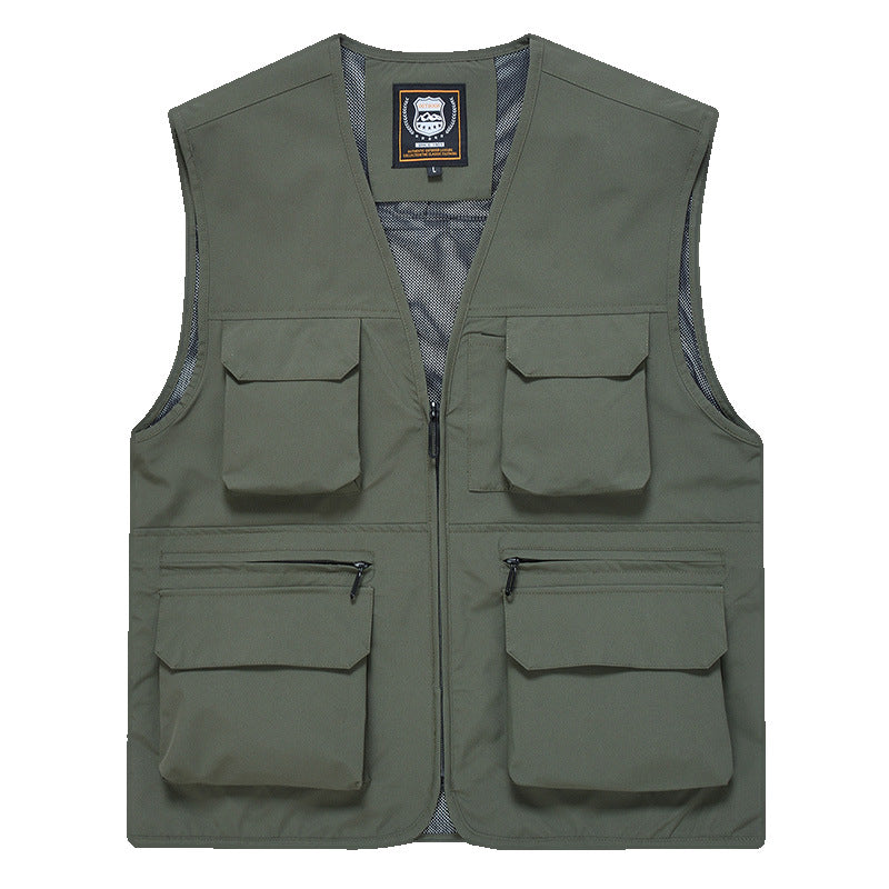 Men's multi-pocket utility vest with full-length zipper, breathable mesh lining, and large capacity flap and zipper pockets Mune Fashion