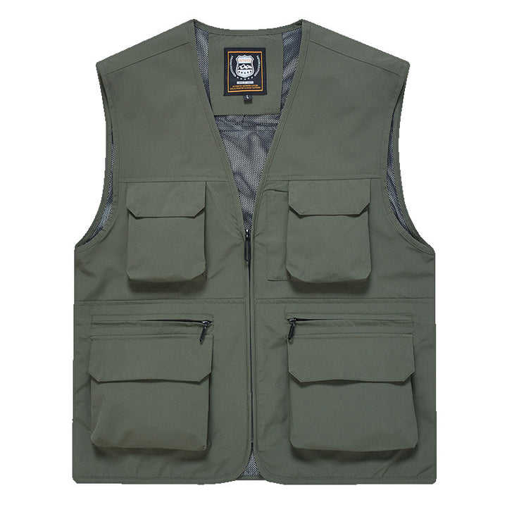 Men's multi-pocket utility vest with full-length zipper, breathable mesh lining, and large capacity flap and zipper pockets Mune Fashion