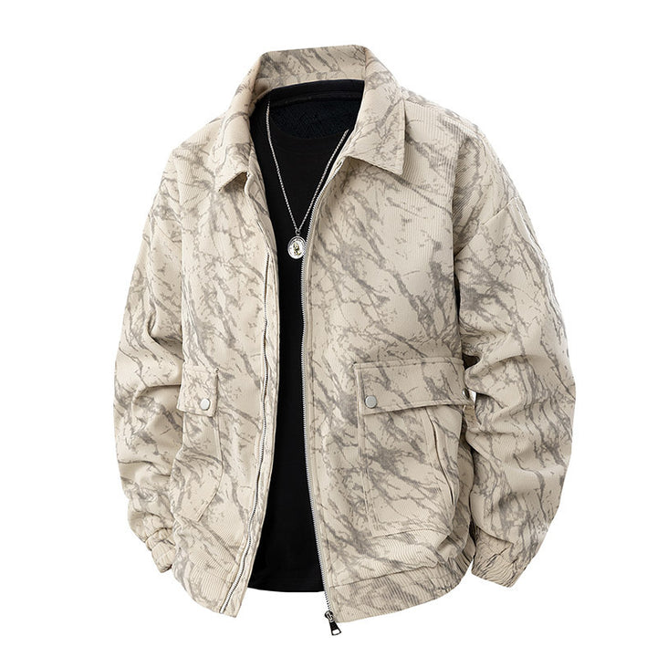 Men's faux velvet bomber jacket in oversized boxy cut with two-way zipper & elastic hem Mune Fashion