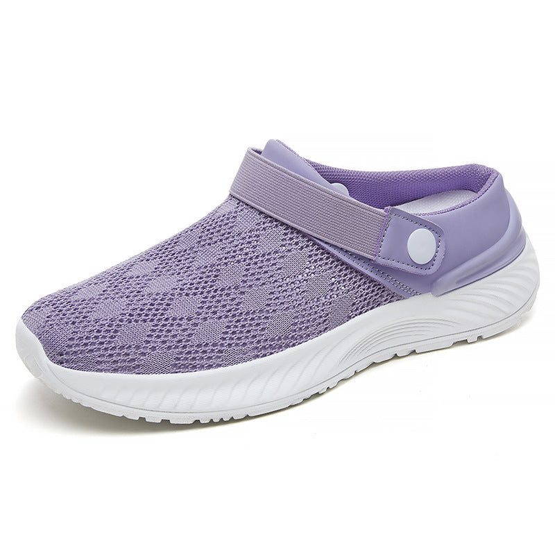 Women's breathable knit clog with adjustable heel strap and cushioned EVA platform sole Mune Fashion