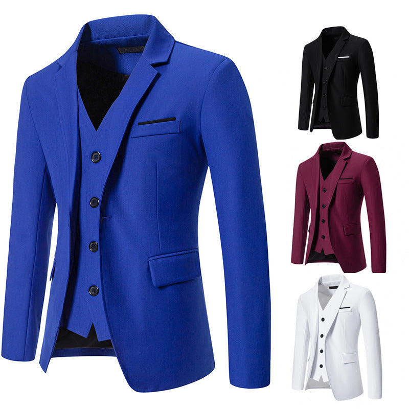 Men's elegant single-breasted blazer with matching vest and slim business cut Mune Fashion