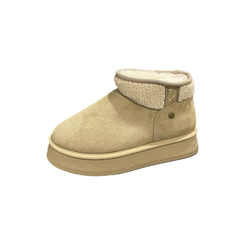 Women Insulated Ankle Winter Boots in Slipper Look with Faux Fur Lining and Non-Slip Profile Sole Mune Fashion