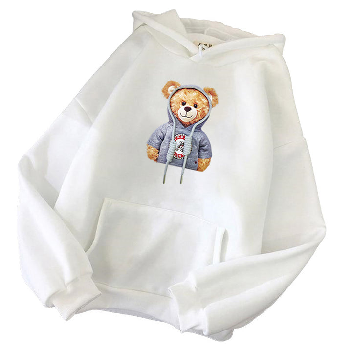Unisex casual oversized hoodie with teddy front print, kangaroo pocket and soft fleece lining Mune Fashion