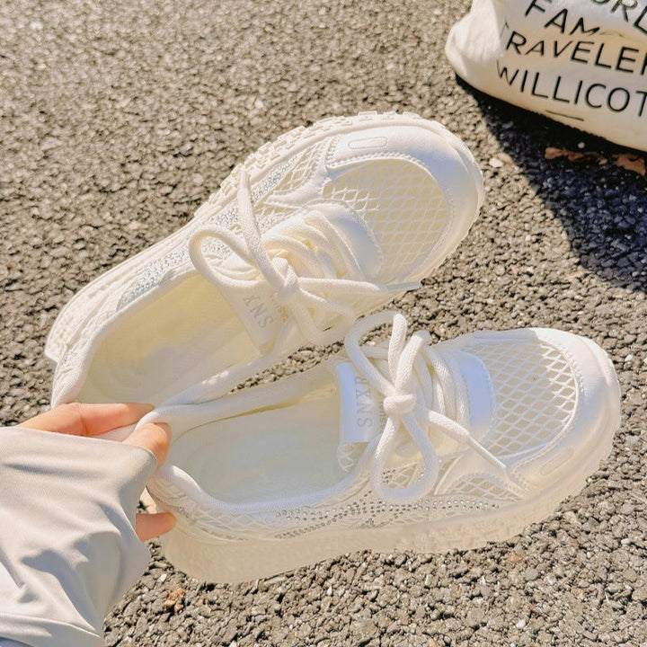 Women's Breathable Sneakers with Fashionable Mesh Design and Glitter Accents Mune Fashion