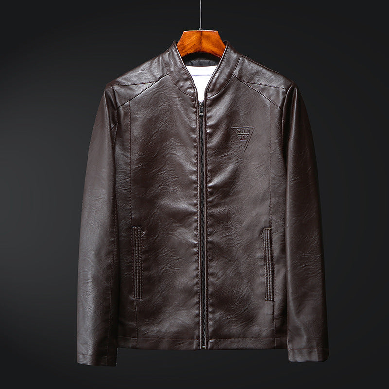 Men's Faux Leather Blouson in Slim Fit with fine texture, stand-up collar and concealed zipper Mune Fashion