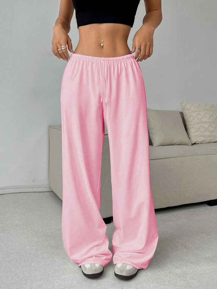Women's Highwaist Palazzo Jogger with elastic comfort waistband, drawstring and side pockets Mune Fashion