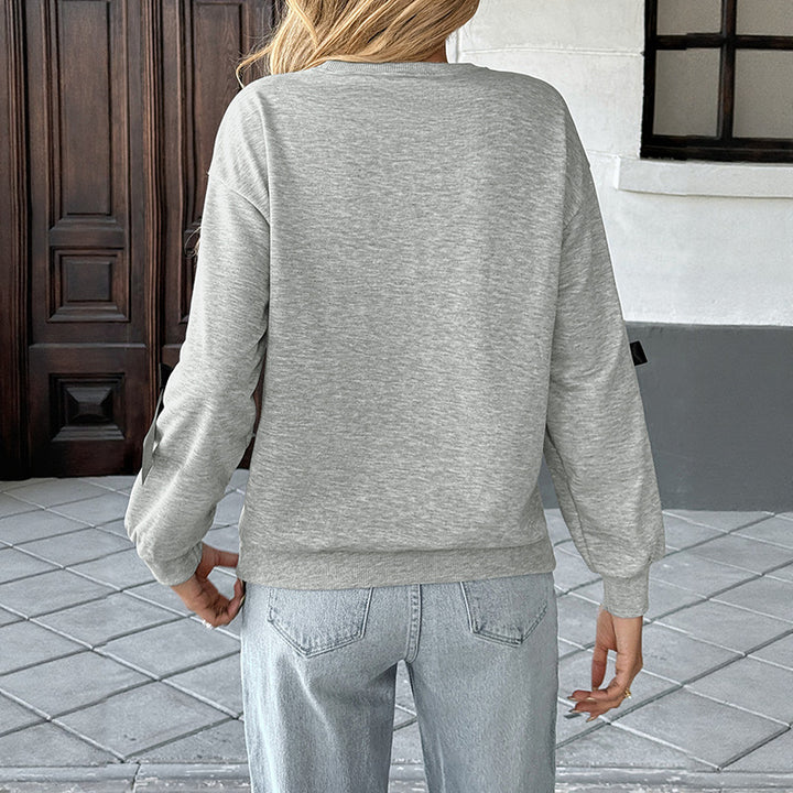 Women’s sweatshirt with satin bow trim and round neckline Mune Fashion